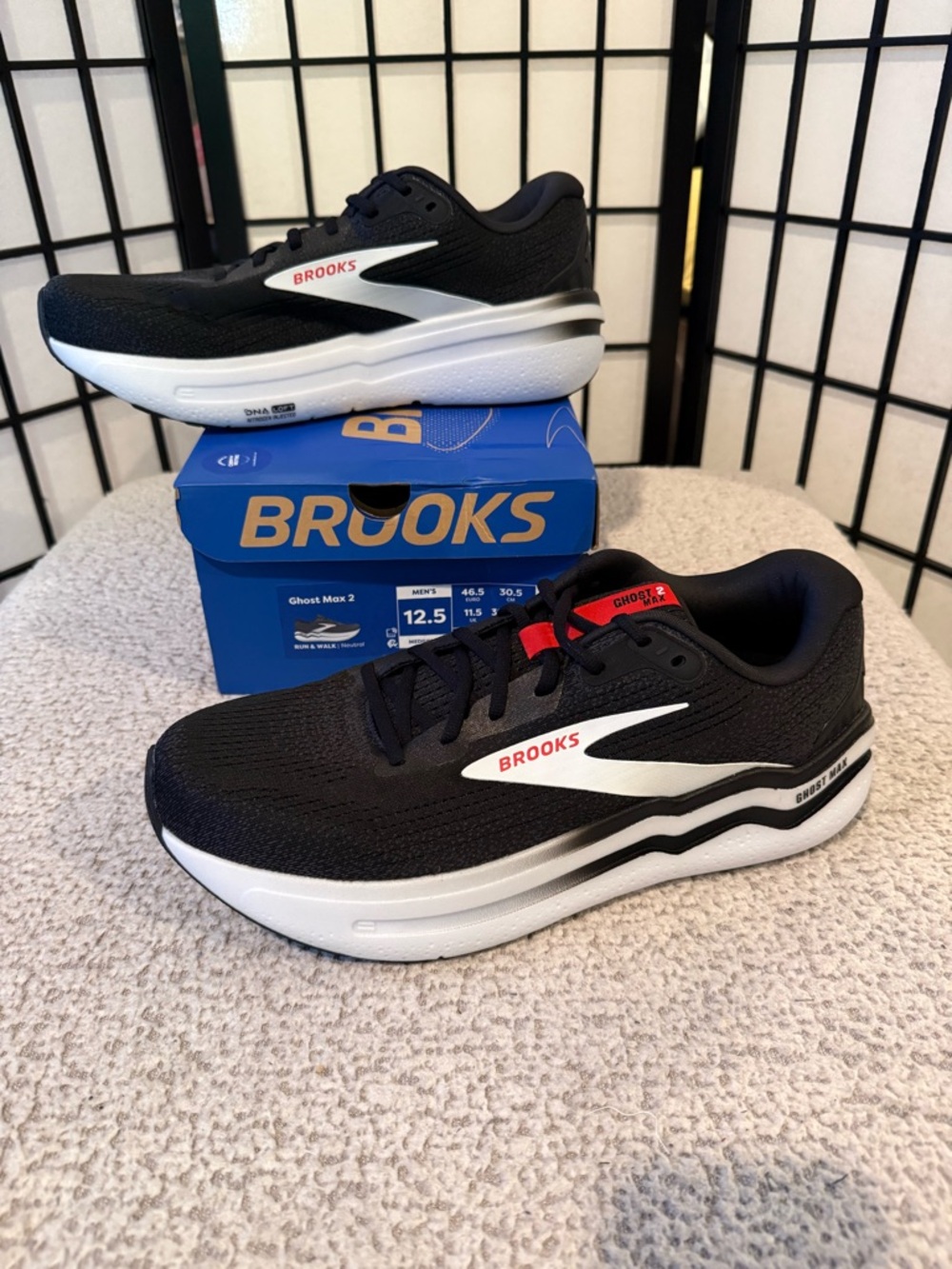 Brooks Ghost Max 2 Black White Men’s Size 12.5 Running Shoes NEW DNA Loft v2